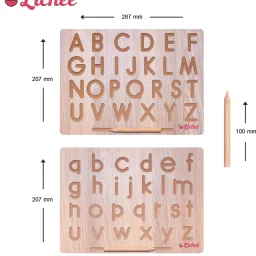 lichee 4 IN 2 Combo English Alphabet, Number and Patten Board|Capital Word "ACBD", Small Word "abcd" and Number "0 To 9", Curve Pattens|Educational Puzzle Toys, Teach your Child about Alphabets, Number and Patten Board for 2+ Years Old Kids image 3