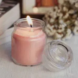 aromatic fables Mogra Scented 4Oz Pink Wax Scented Jar Candle-picture-13