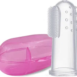 Baby Silicone Finger Toothbrush with Case for Cleaning, Massaging Soother-43