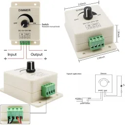 divinext DC 12V 24V 8A Adjustable Dimmer Switch Control LED Driver Power Supply PWM Dimming Controller 8 A Rotary Dimmer image 3