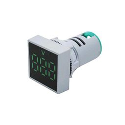 Green AC60-500V 22mm AD16-22FSV Square Frosted Surface LED Voltmeter Indicator Light image 1