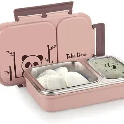 Stainless Steel Lunch Box with Two Compartment Bpa Free Ideal for School Grey 2 Containers Lunch Box-picture-11