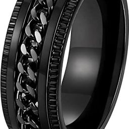 Black Chain rotating Ring -ME54_20 Stainless Steel Titanium Plated Ring-image-10