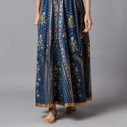 aurelia Women Floral Print Flared Blue Skirt-picture-6