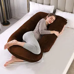 J Shape Polyester Fibre Solid Pregnancy Pillow Pack of 1-image-42