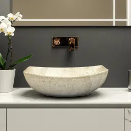 Premium Designer(M-95-Matt) Ceramic Washbasin With Waste Coupling & Pipe Set ) (18x13x5)(M-1095-Matt) Table Top Basin-image-97