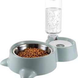 Pet Stainless Steel Bowl & Automatic Plastic Water Dispenser Bottle, 2 In 1 Set Plastic Pet Bowl & Bottle-13