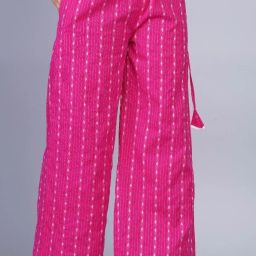 Women Regular Fit Pink Cotton Blend Trousers-image-87