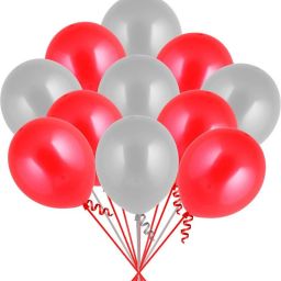 Solid 51Pcs Red, Silver Metallic Balloons For Ballons For Decorating Balloon-image-27