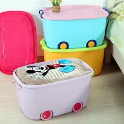 Children's Toy With Lid Wheels Colorful Plastic Container Organizer Storage Box-image-43