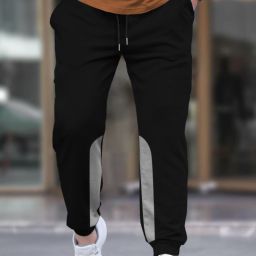 Men Solid Black, Grey Track Pants-image-7