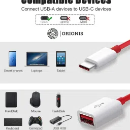 Orionis USB Type C Cable 0.15 m PVC USB Type C Cable 2 A 0.15 m Type C OTG Cable image 3