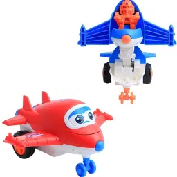 Mini Friction Power Aeroplane Toy with De-Formation Robot Function for Kids|K30-42
