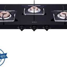Slimmest 3 Burner Gas Stove with Square Grid and Brass Burner (773 CT VETRO (Slim LINE SPF)) Glass Manual Gas Stove-image-60