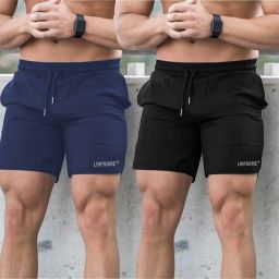 Pack of 2 Solid Men Blue, Black Sports Shorts-image-85