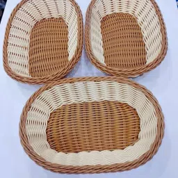 Woven Craft Imitation Rattan Woven Bread Basket Polypropylene Fruit & Vegetable Basket-2