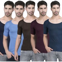 Pack of 5 Dollar Lehar Combed Cotton Men's Multicolour Vest Men Vest-picture-25