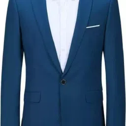 Men Solid Single Breasted Party Blazer-image-2
