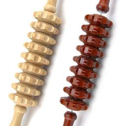KEVJ 2 PCS Wooden Therapy Massage Tools, Handheld Massage Roller Massage Roller Muscle Roller Massager Abdominal Roller Massager-image-0