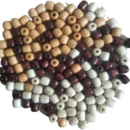 150 Pcs. 16x17 mm Beige, Brown, White Tri Colors Mix Big Hole Wooden Beads for Craft, Jewellery Making, Macrame , Kids, DIY Craft ,Decoration and Multipurpose(6 mm Hole,Beige,Brown,White Colors)-15