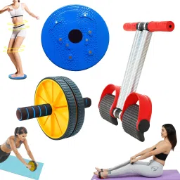 Combo Of Acupressure Tummy Twister, AB Wheel Roller & Tummy Trimmer Fitness Accessory Kit Kit-25