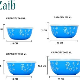 zaib Stainless Steel, Polypropylene Storage Bowl Microwave Safe Euro Mixing Serving Set of 4 multi-used , utility container image 2
