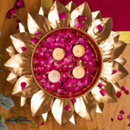 Unique and Antique Modern Best Urli Bowls for Floating Decor Flower and Tealight Iron 1 - Cup Candle Holder-image-77