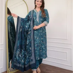 Women Viscose Rayon Kurta Pant Dupatta Set-image-70