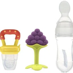 Combo Baby Food Feeder Fruit Nibbler & Teether Pack-3 FST-1 Cap-90 ml combo 1- silicone-image-3