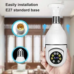 favone 3mp Wi-Fi CCTV Wireless Bulb Shape PTZ V380 Spy wifi mobile connect Security Camera image 4