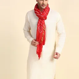dupatta bazaar Silk Blend Printed Red Men Dupatta image 4