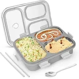 Stainless Steel Lunch Box Leak Proof - 3 Proof BPA Free with Spoon grey 3 Containers Lunch Box-picture-21