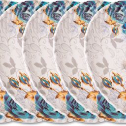 Pack of 6 Melamin Home-Pro 6 Pieces Royal Rose Printed Melamine Dinner Plate Set, Floral Design Dinner Set-13