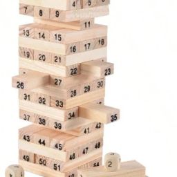 Wooden Tower Building Blocks Toy 54 Educational Extract Kids Game,-25