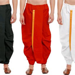 DIAMOND CLUSTER Readymade dhoti for men pack of 3 combo Self Design Men Dhoti-image-65