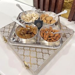 Metal Bowl Set With Tray And Spoon (Set of-9 Piece) Used For Dry Fruit And Gift. Tray-20