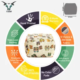 txor Large Cotton Canvas Abstract Printed Square Bean Bag Footstool With Bean Filling image 4