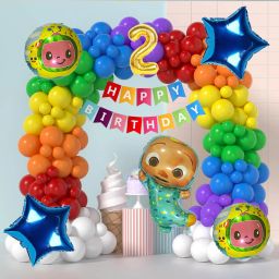 Cocomelon Theme 2nd Birthday Decoration Kit for Kids Multicolor Balloon & Banner-image-44
