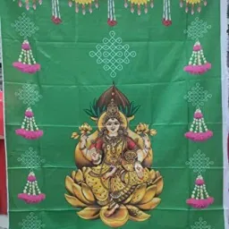 Goddess lakshmi backdrop Wall Decoration size 5ft Hight & 8ft Width Curtain Fabric-1