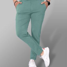 Men Slim Fit Green Lycra Blend Trousers-image-21