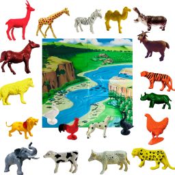Animal Toy Set for Kids – 20 Piece Farm Wild Animal Toys with Jungle Floor Chart-image-95