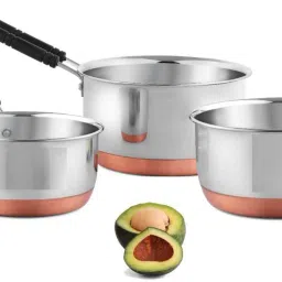 Stainless Steel Copper Base Sauce Pan Tea Pan, Milk Pan 3 Set Gas Compatible K2 4.3 inch, 5.9 inch, 6.6 inch Lid Set-image-31