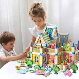Dream home 234 Pieces Premium Wooden Castle Dollhouse| Stacking Educational Toys-image-14