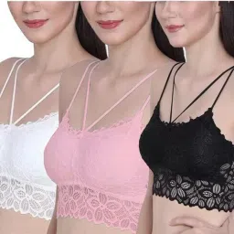 Pack of 3 Women Bralette Lightly Padded Bra-image-32