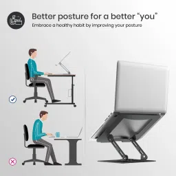 Portronics My Buddy K9 Portable Laptop Stand - Adjustable Height - 360� Rotating Base Laptop Stand image 4