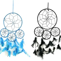 Combo Of 4 Ring Ocean And Black Color Dream Catcher Wall Hanging For Home/Office (Pack Of 2) Feather Dream Catcher-image-62