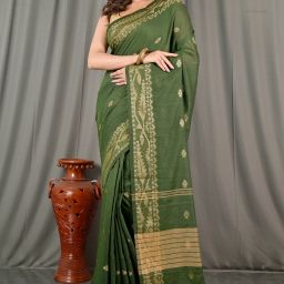 Woven Handloom Cotton Silk Saree-image-1