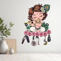 Lord Krishna Wall Key Holder Decorative Wooden Key Hanger Wood Key Holder-image-78