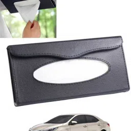 Black Leatherite Rectangle Shape Fancy Design Tissue Dispencer For Car-45 Vehicle Tissue Dispenser-26