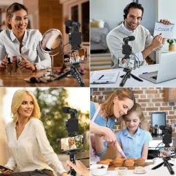 RHONNIUM Mobile Vlogging Kit with Microphone Tripod Stand Monopod, Tripod Kit image 5